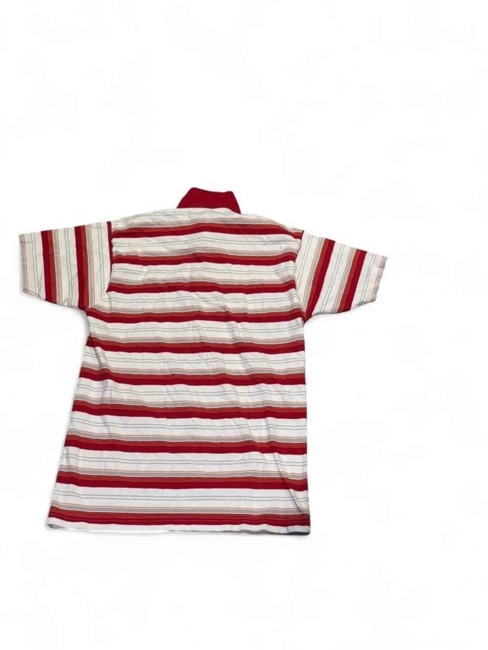 Point Zero Red and White Striped Polo Shirt